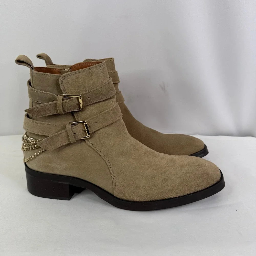 Aldo x Jordan Fisher Kairi Mens Tan Suede Chain Rhinestone Buckle Boots 10.5 NEW